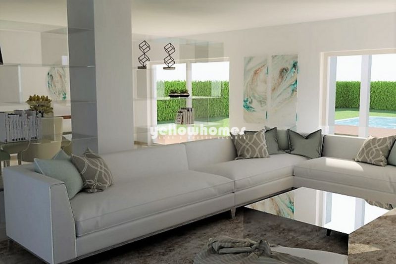 Moradia moderna de três quartos em construção